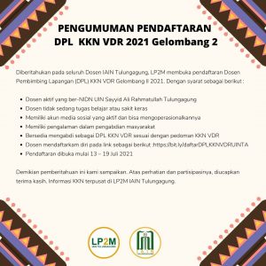 Pengumuman Pendaftaran DPL KKN VDR 2021 Gelombang II