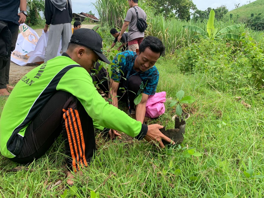 Peduli Lingkungan Sekitar, Mahasiswa KKN Desa Tumpakkepuh Menanam Pohon di Sekitar Jalan Menuju Pantai Pangi